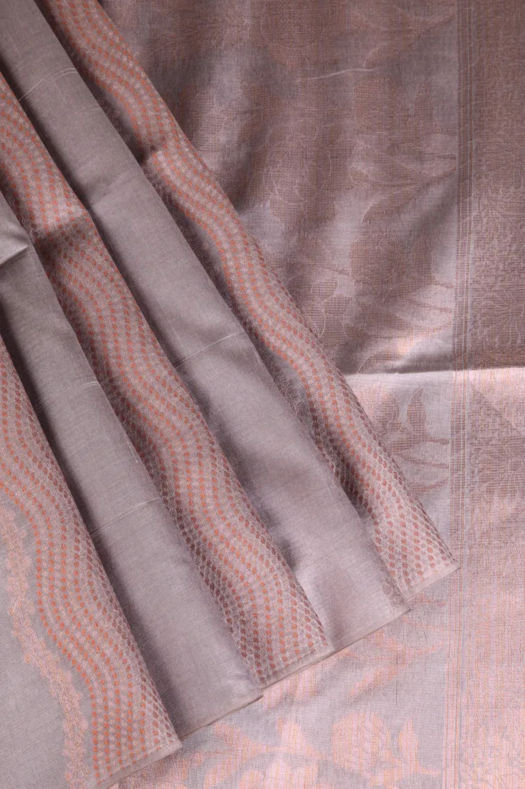 Crepe Pink Tussar Saree with Antic Zari Kodi Pattern