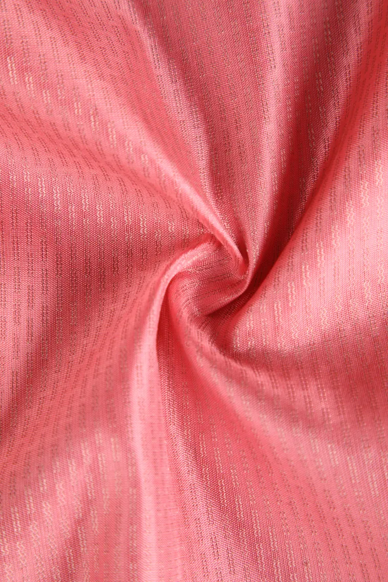 Lemonade Pink Soft Silk Saree with Silver Zari Stripes view 4