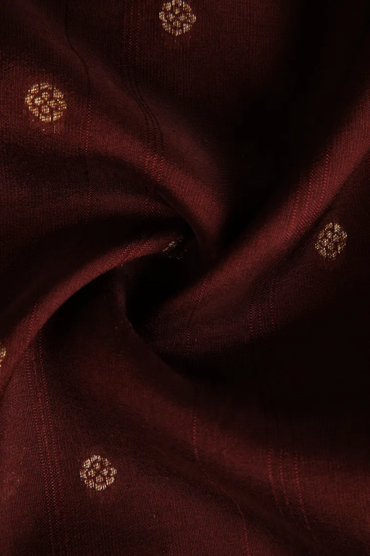 Jam Red Banaras Sarees with Copper Zari Buttis (small Dots Or Motifs) view 4