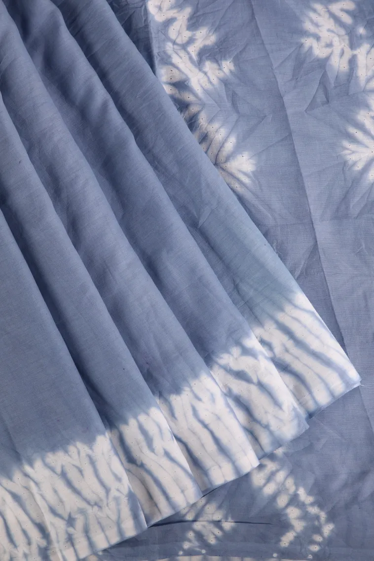 Stone Blue Mul Mul Cotton Without Zari With Plain