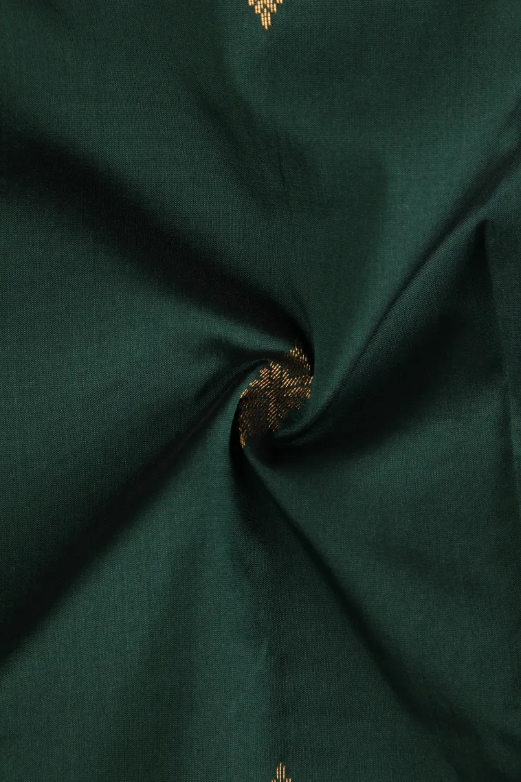 Bottle Green Soft Silk Saree with Gold Zari Buttis (small Dots Or Motifs) view 4
