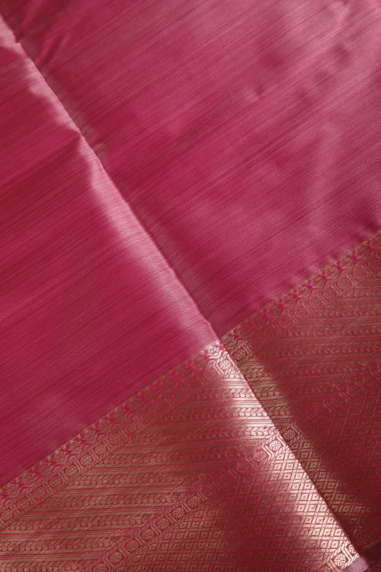 Taffy Pink Soft Silk Sarees with Bronze Zari Floral Patterns view 3