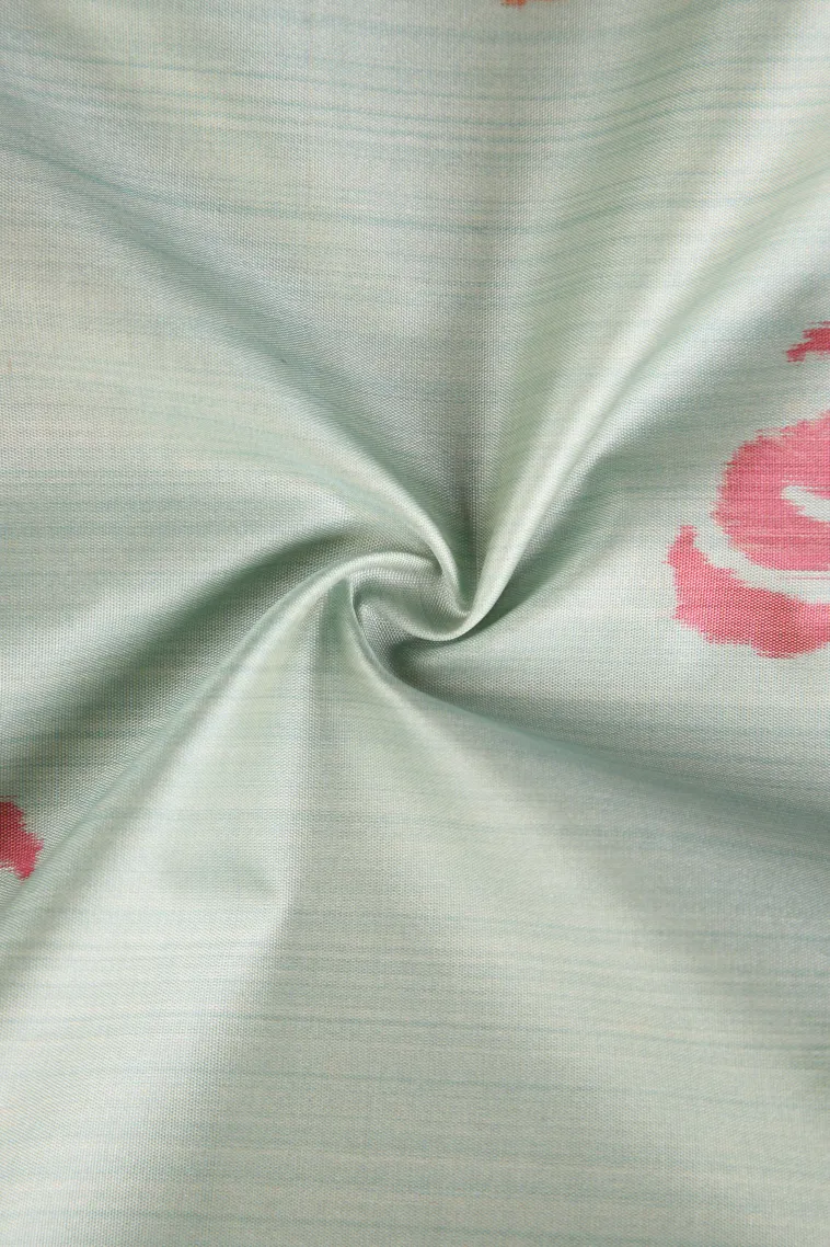 Pistachio Green Soft Silk Sarees with Bronze Zari Floral Patterns view 4