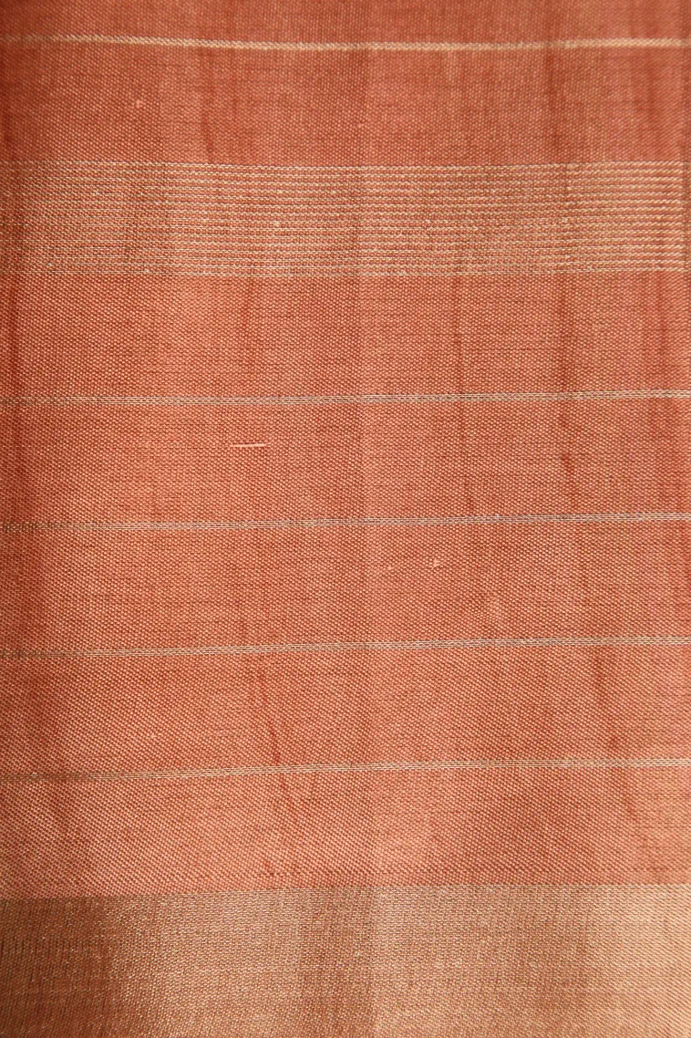 Ivory White Tussar Saree with Gold Zari Checks view 3