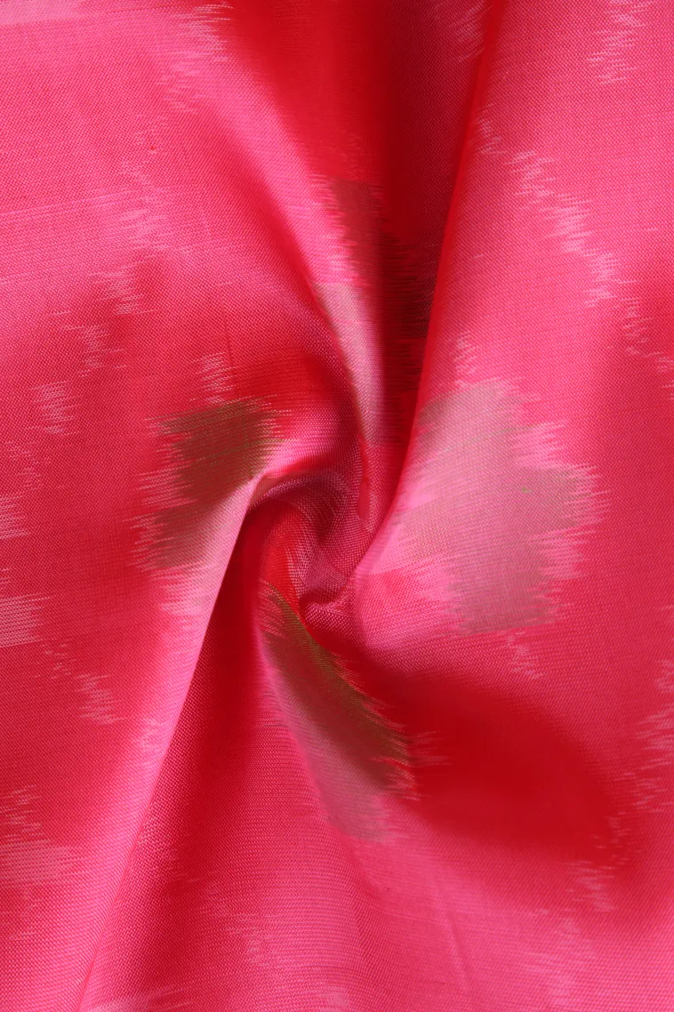 Bubblegum Pink Pochampalli Saree Without Zari With Floral Patterns view 4