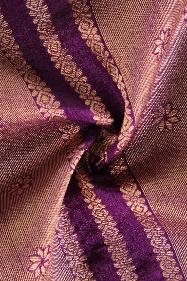 Mauve Purple Banaras Sarees with Gold Zari Animal Mottif view 4