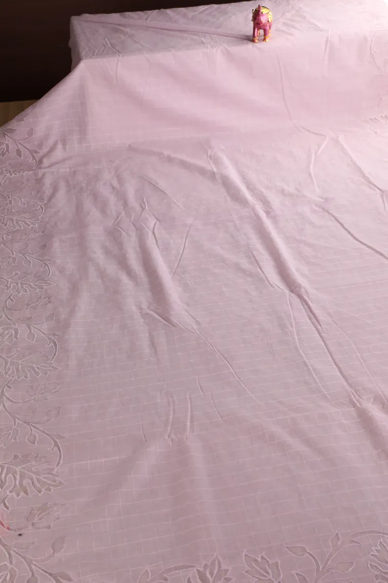 Crepe Pink Manipuri Cotton Sarees Without Zari With Stripes view 2