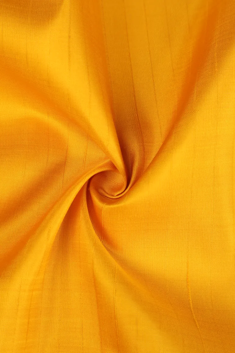 Lemon Yellow Kanchipuram Silk Sarees with Gold Zari Stripes view 4