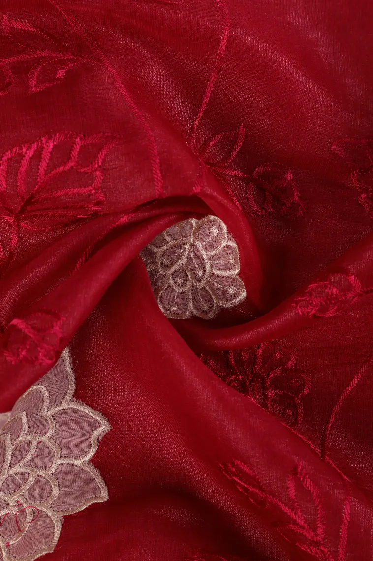 Punch Pink Tissue Silk Sarees with Gold Zari Floral Patterns view 4