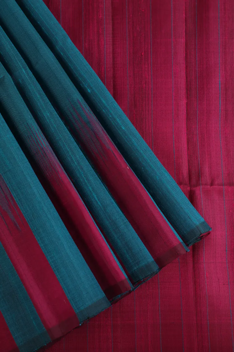 Cerulean Blue Soft Silk Saree Without Zari With Stripes