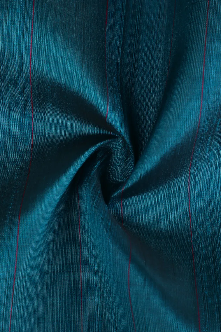Cerulean Blue Soft Silk Saree Without Zari With Stripes view 4