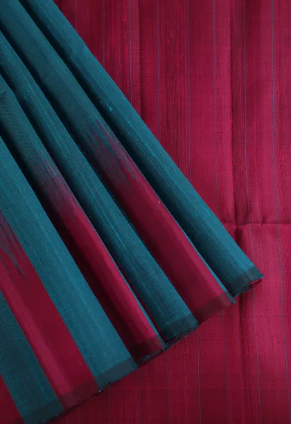 Cerulean Blue Soft Silk Saree Without Zari With Stripes