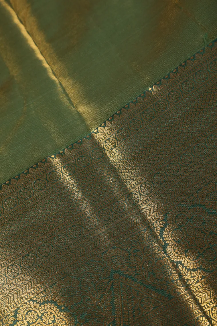 Carrot Orange Apoorva Silk Sarees with Gold Zari Floral Patterns view 3