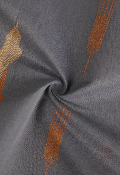 Stone Blue Pure Handloom Kovai Cotton Without Zari With Tribal Or Folk Art