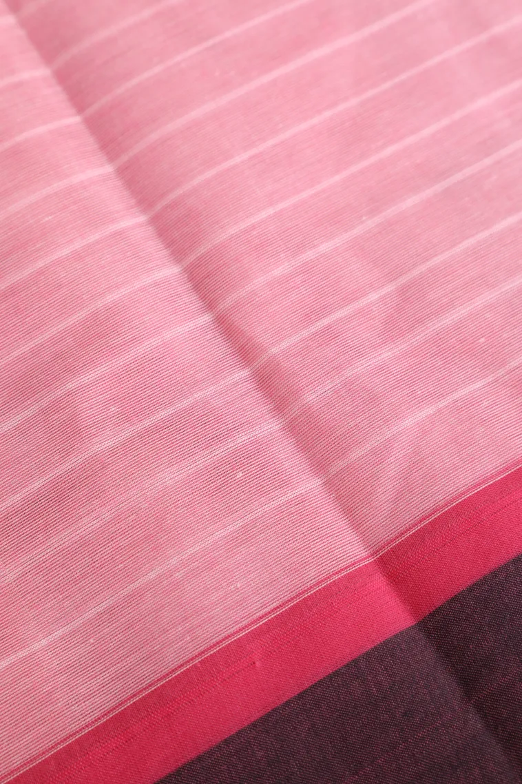 Rose Pink Pure Handloom Kovai Cotton Without Zari With Mango Puttas view 3