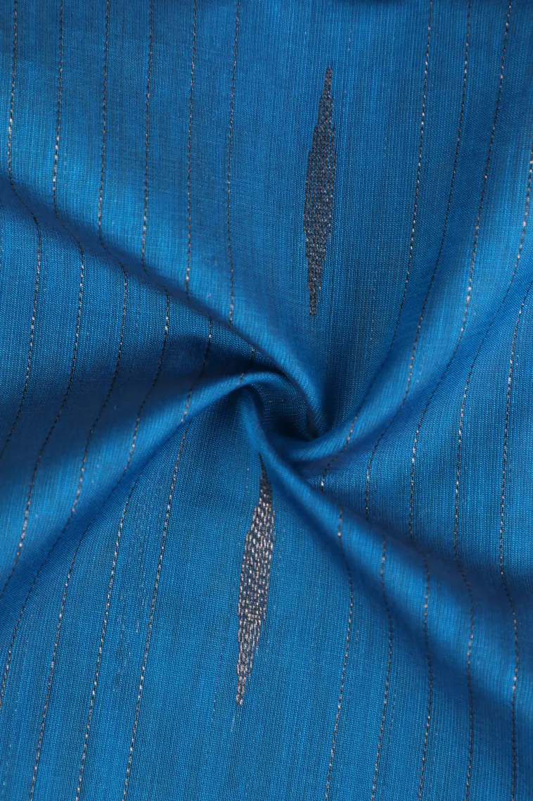Aegean Blue Silk Cotton Sarees with Antic Zari Straipes And Puttas view 4
