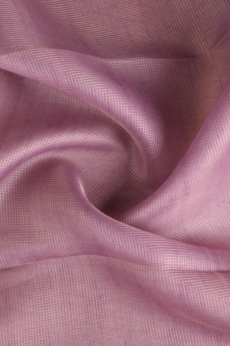 Mauve Purple Organza Saree with Gold Zari Plain view 4