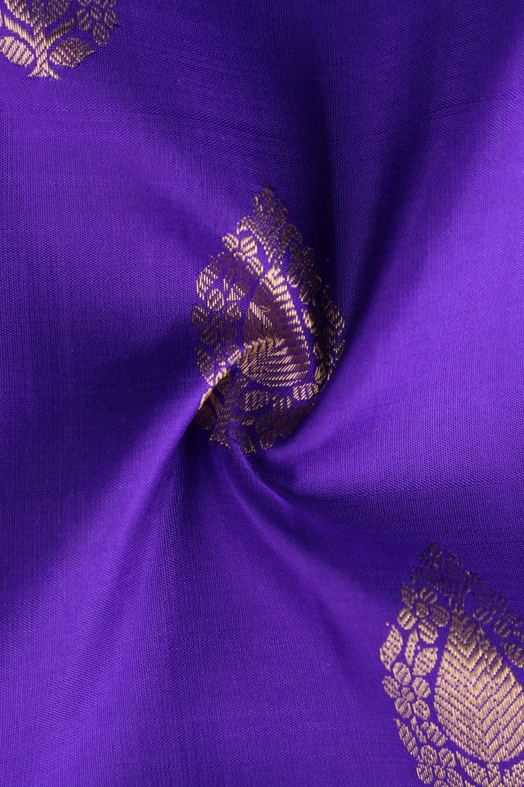 Berry Blue Kanchipuram Silk Sarees with Gold Zari Buttis (small Dots Or Motifs) view 4