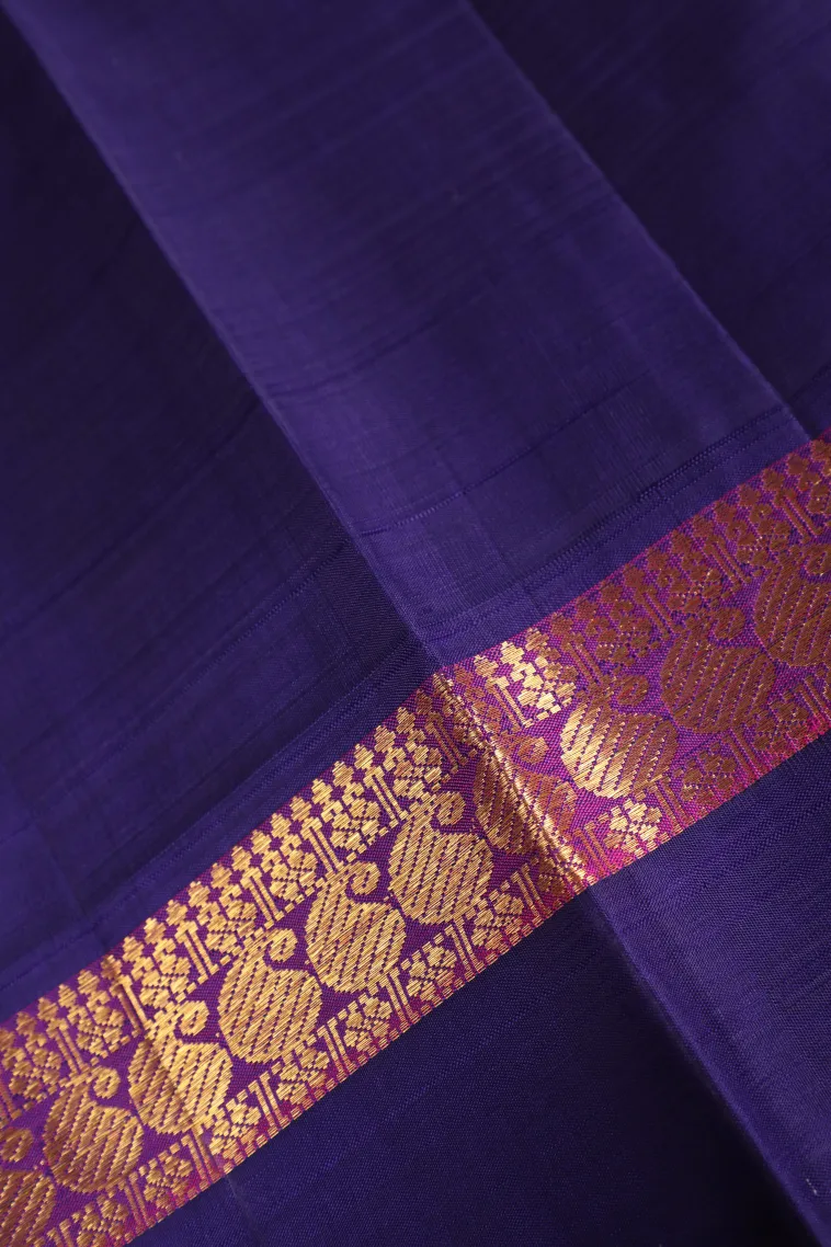 Arctic Blue Kanchipuram Silk Sarees with Gold Zari Checks view 3
