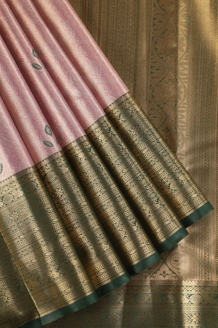 Crepe Pink Apoorva Silk Sarees with Gold Zari Floral Patterns