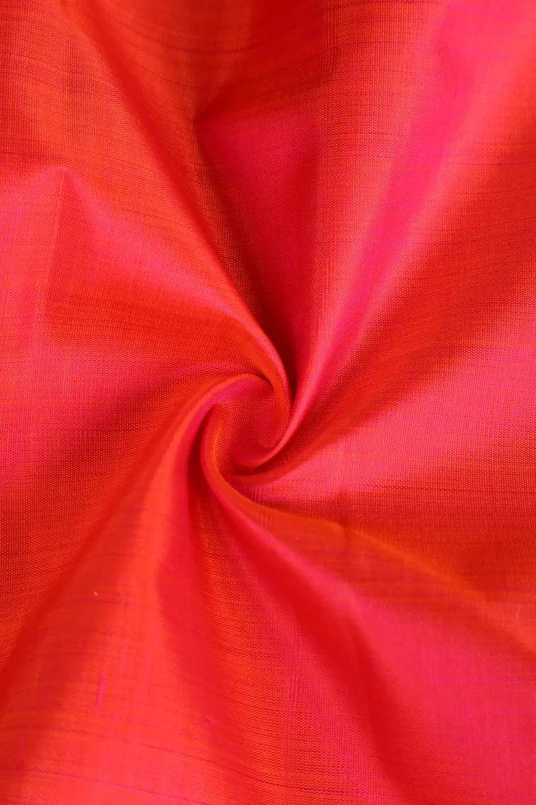 Strawberry Pink Kanchipuram Silk Sarees with Gold Zari Vaira Oosi view 3