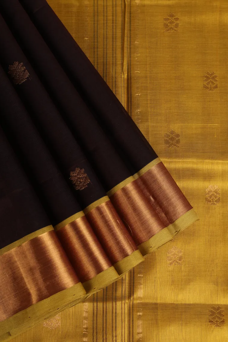 Mulberry Purple Silk Cotton with Gold Zari Buttis (small Dots Or Motifs)