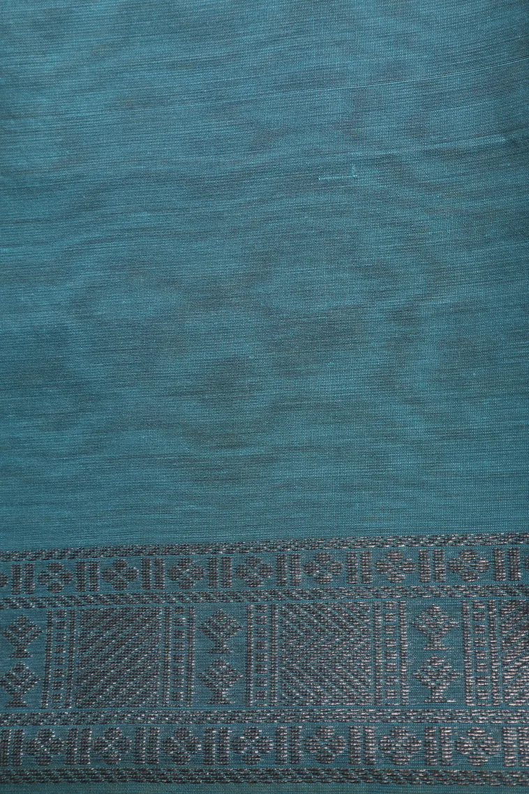 Olive Green Silk Cotton Sarees with Antic Zari Straipes And Puttas view 3