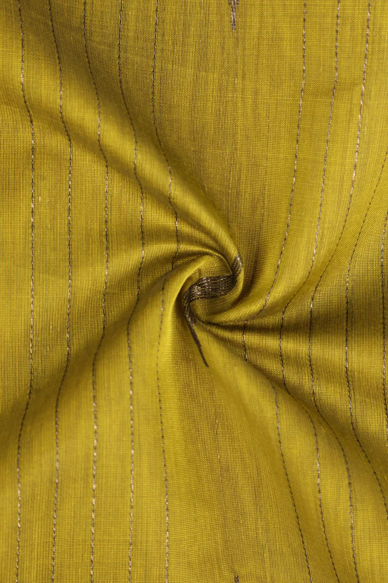 Olive Green Silk Cotton Sarees with Antic Zari Straipes And Puttas view 4