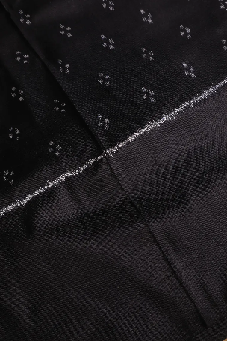 Gray Black Ikkat Silk Without Zari With Geometric Shapes view 3