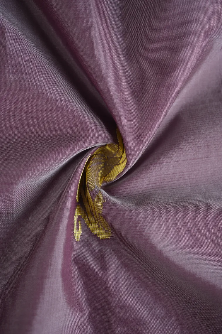 Mauve Arani Silk Sarees with Gold Zari Flower Mottif view 4