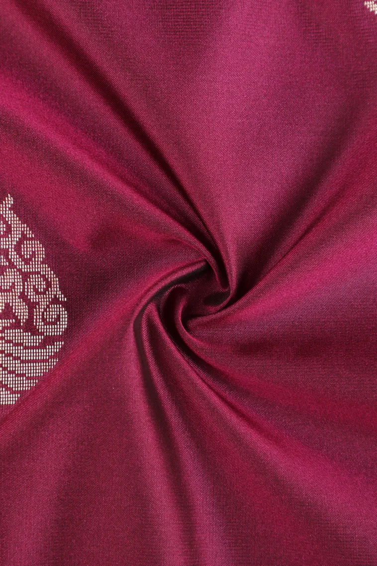 Magenta Purple Soft Silk Saree with Gold Zari Tree Mottif view 4