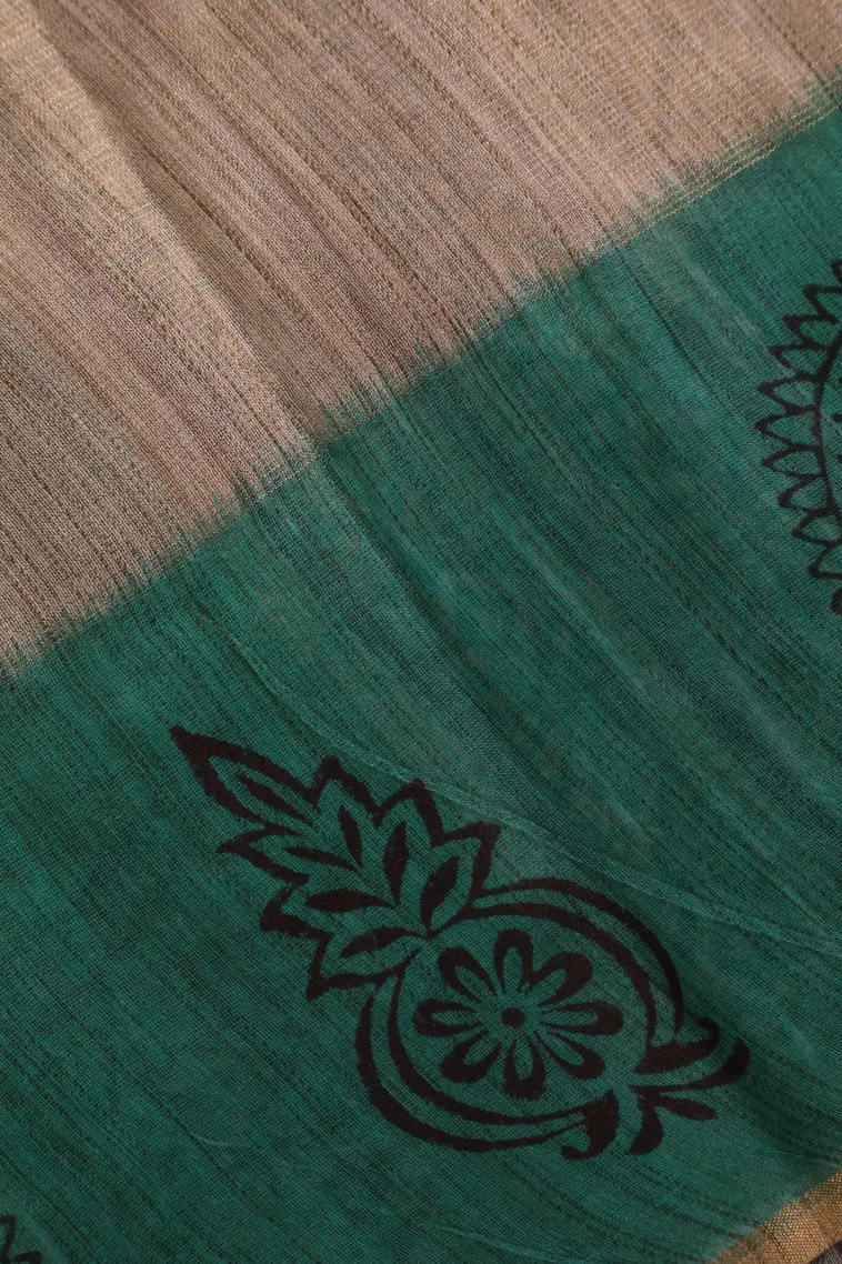 Tortilla Brown Tissue Silk Sarees with Gold Zari Zig Zag Pattern view 3