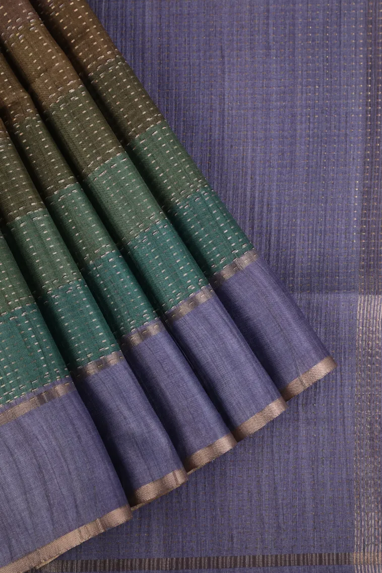 Peanut Brown Tussar Saree with Gold Zari Cross Straipes