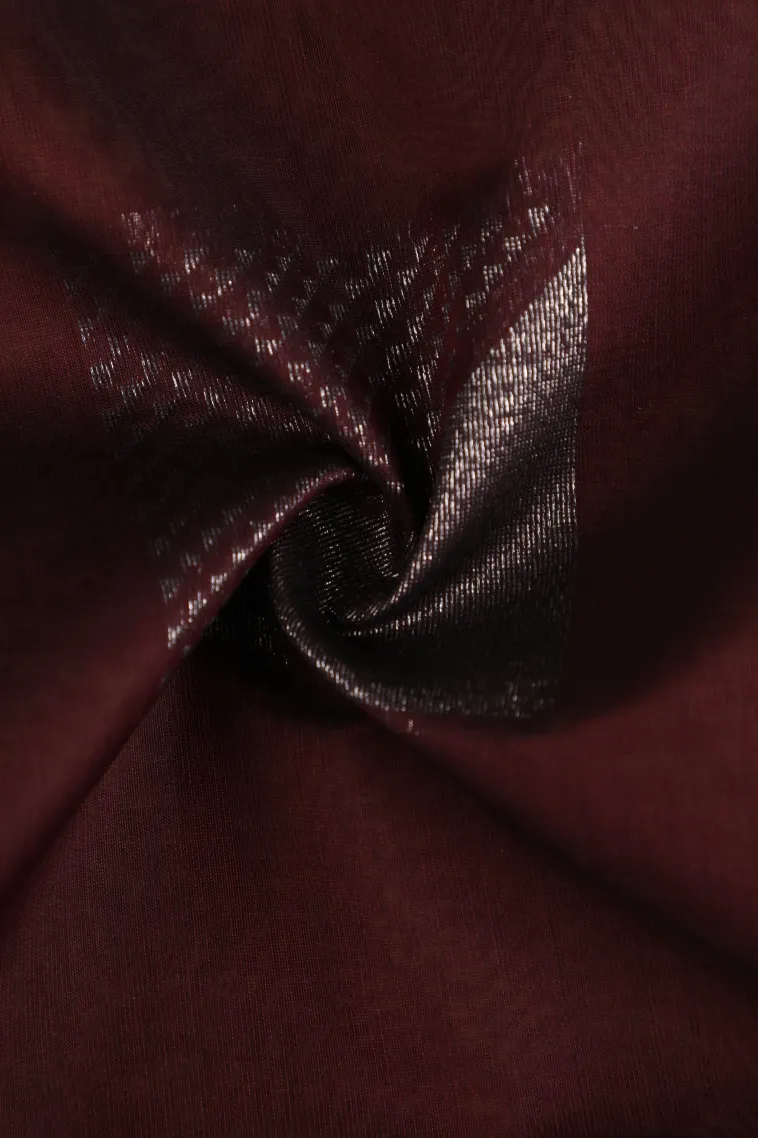 Mahogany Red Silk Cotton Sarees with Antic Zari Geometric Shapes view 4