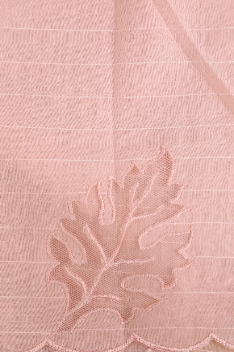 Salmon Pink Manipuri Cotton Sarees Without Zari With Stripes view 3