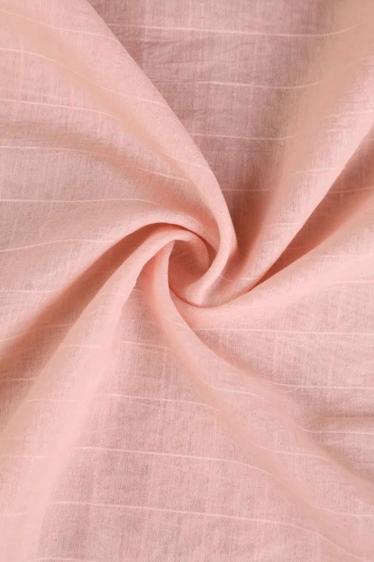 Salmon Pink Manipuri Cotton Sarees Without Zari With Stripes view 4