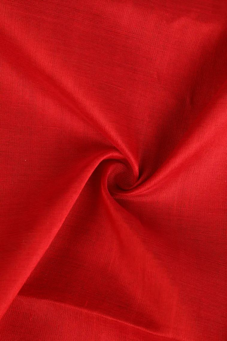 Rose Red Silk Cotton with Gold Zari Plain view 4