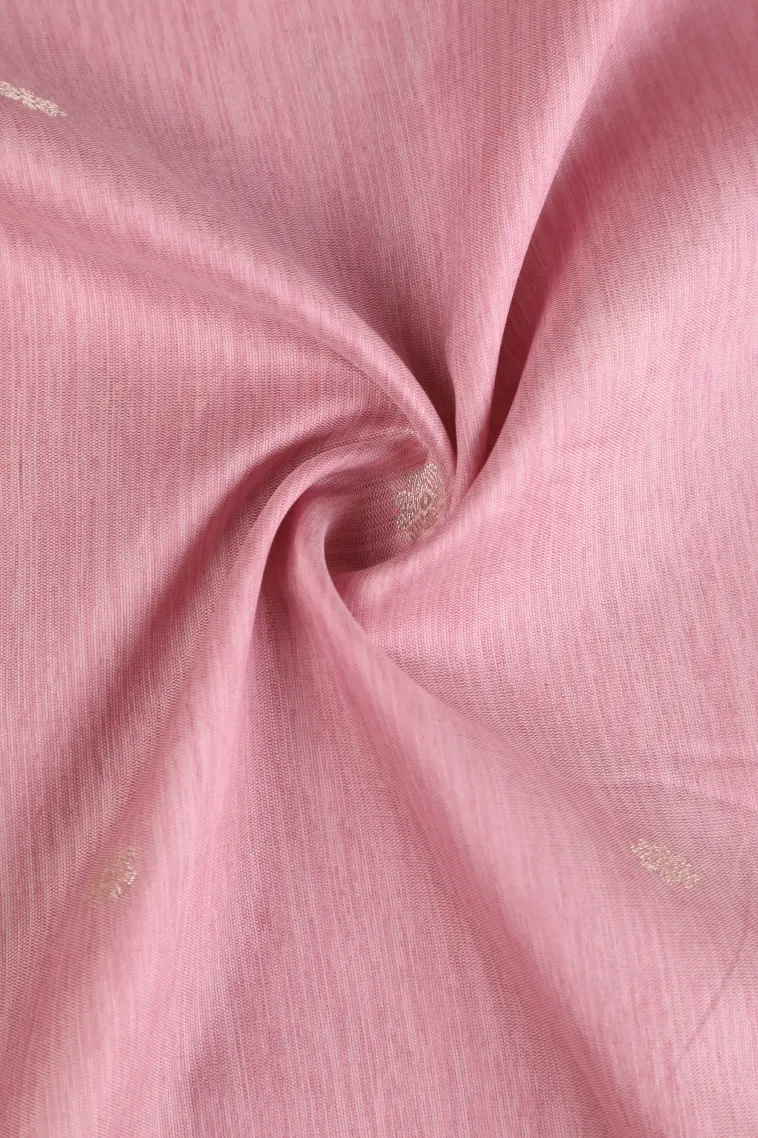 Crepe Pink Soft Silk Sarees with Silver Zari Buttis (small Dots Or Motifs) view 4