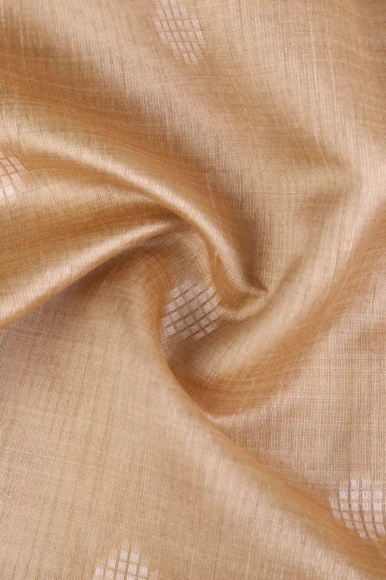 Vanilla Custard Yellow Semi Tussar Silk with Thread Zari Buttis (small Dots Or Motifs) view 4