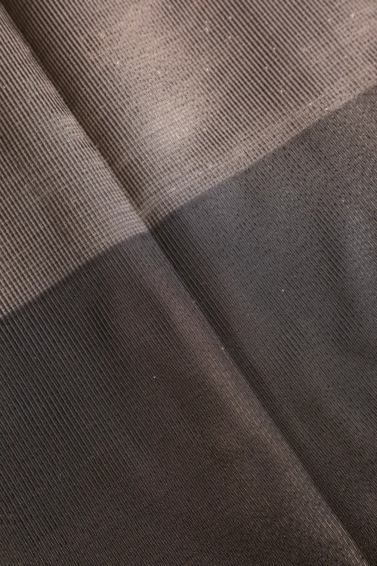 Gray Black Soft Silk Sarees with Gold Zari Straipes And Puttas view 3