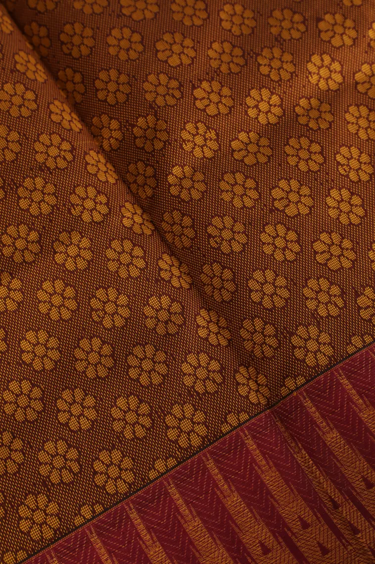 Jam Red Silk Cotton Without Zari With Geometric Shapes view 3