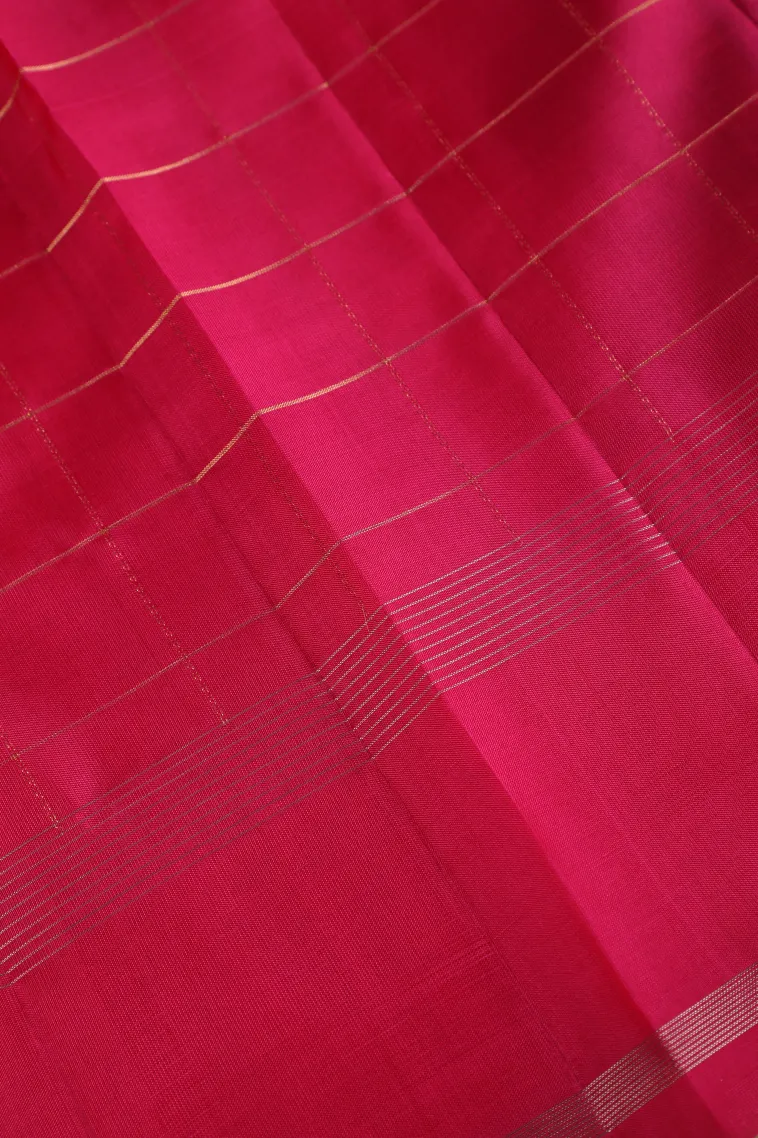 Oscar Gold Soft Silk Saree with Gold And Silver Zari Checks view 3