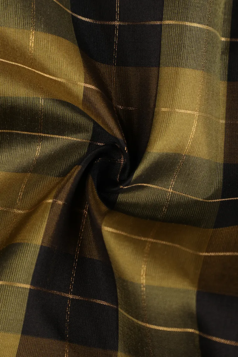 Oscar Gold Soft Silk Saree with Gold And Silver Zari Checks view 4