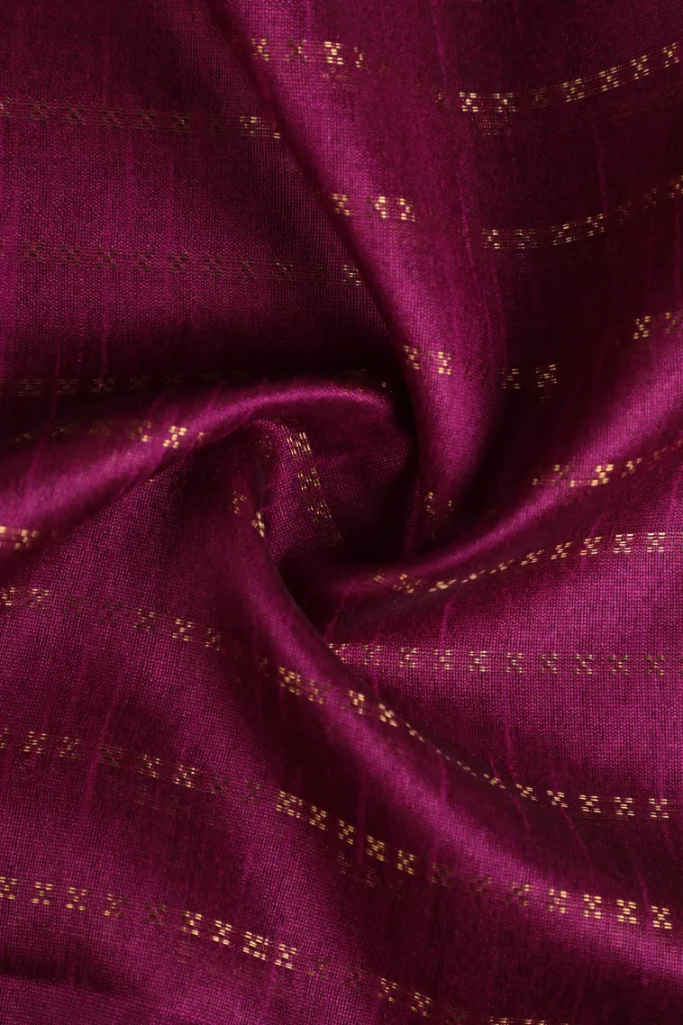 Magenta Purple Tussar Saree with Gold Zari Cross Straipes view 4