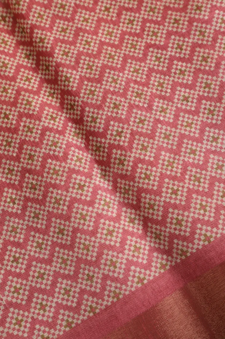 Peanut Brown Jute Sarees Without Zari With Floral Patterns view 3