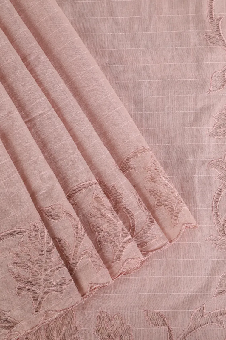 Lemonade Pink Manipuri Cotton Sarees Without Zari With Stripes