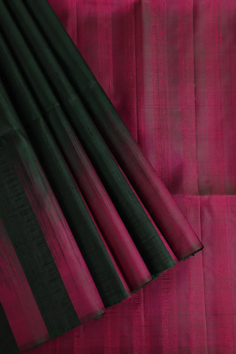 Bottle Green Soft Silk Saree Without Zari With Plain