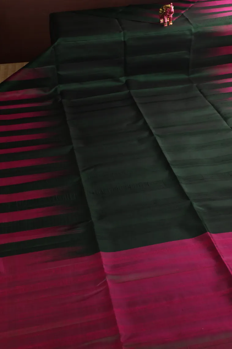 Bottle Green Soft Silk Saree Without Zari With Plain view 2