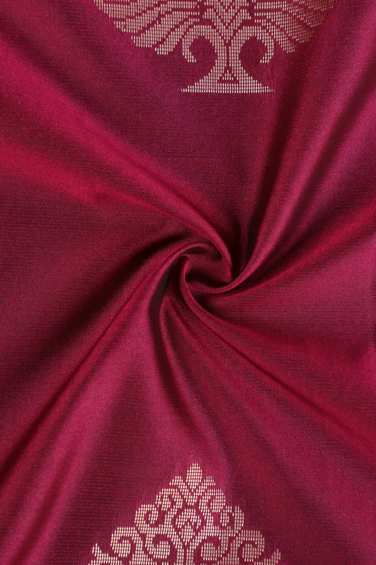 Bubblegum Pink Soft Silk Saree with Gold Zari Tree Mottif view 4