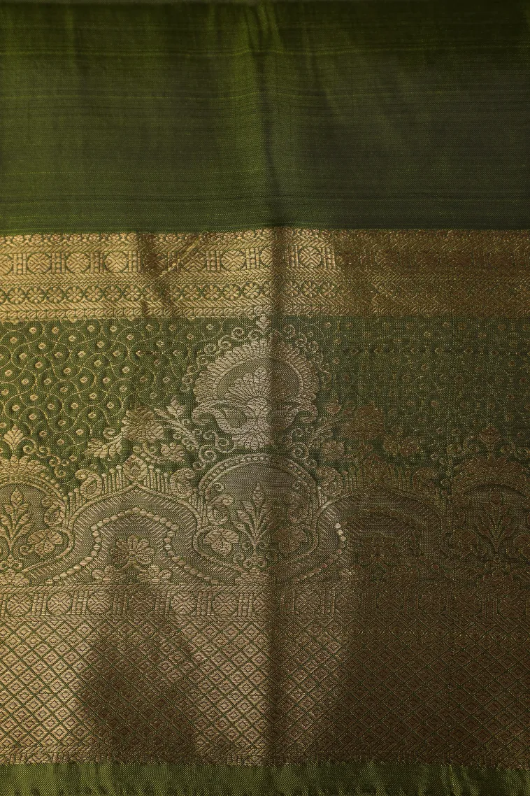 Berry Blue Soft Silk Saree with Gold Zari Flower Mottif view 3